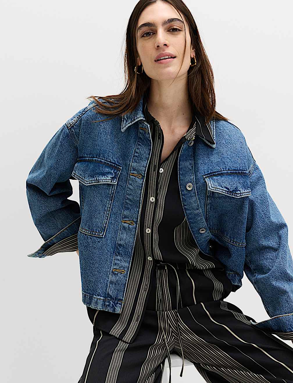 Striped Collared Button Through Shirt