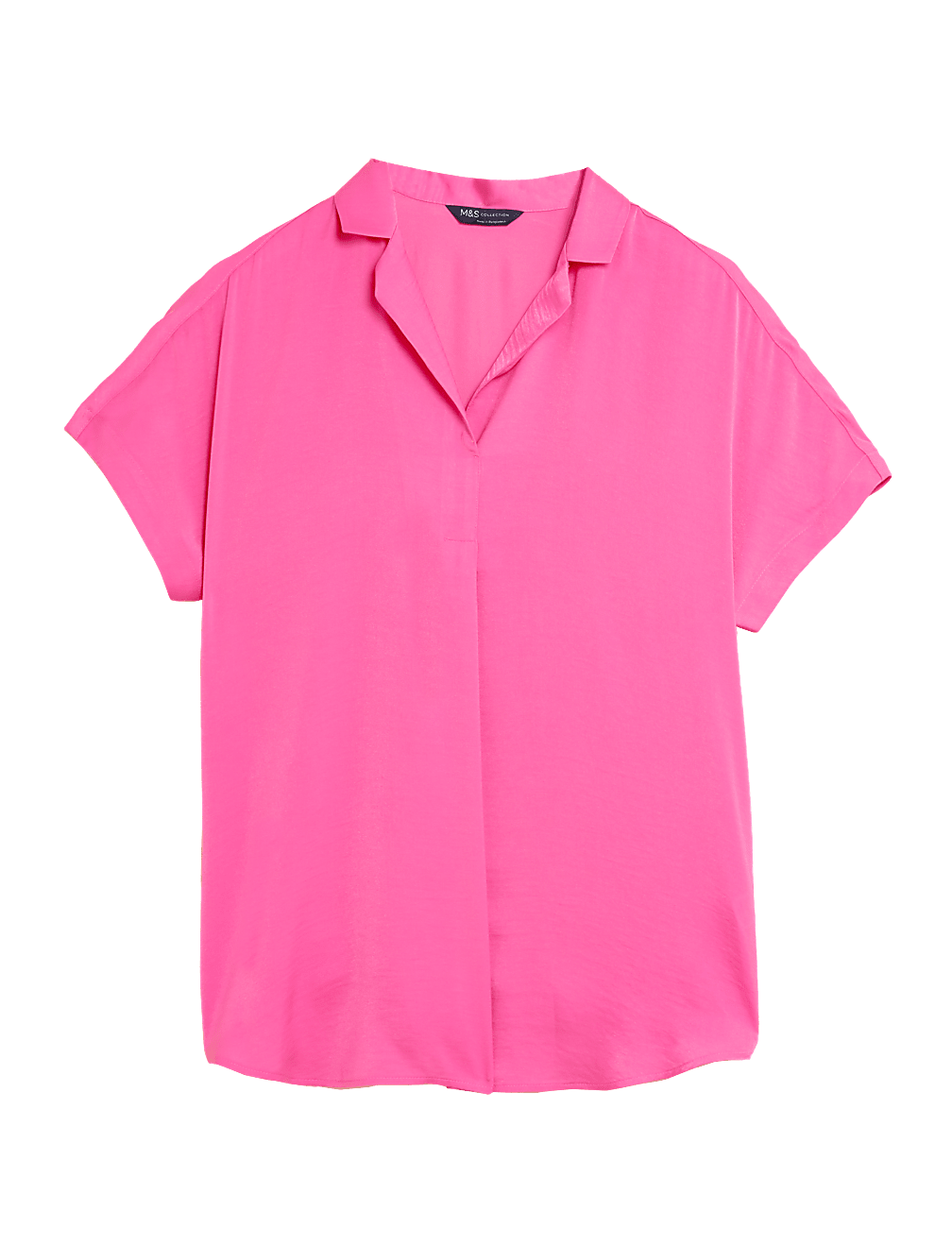Collared Short Sleeve Popover Blouse