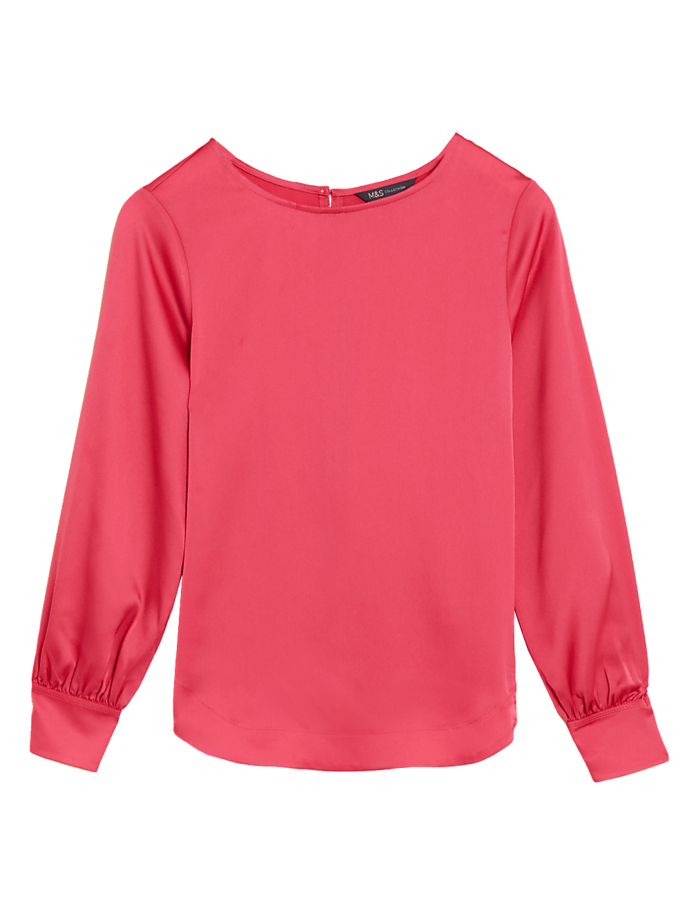 Satin Round Neck Long Sleeve Top