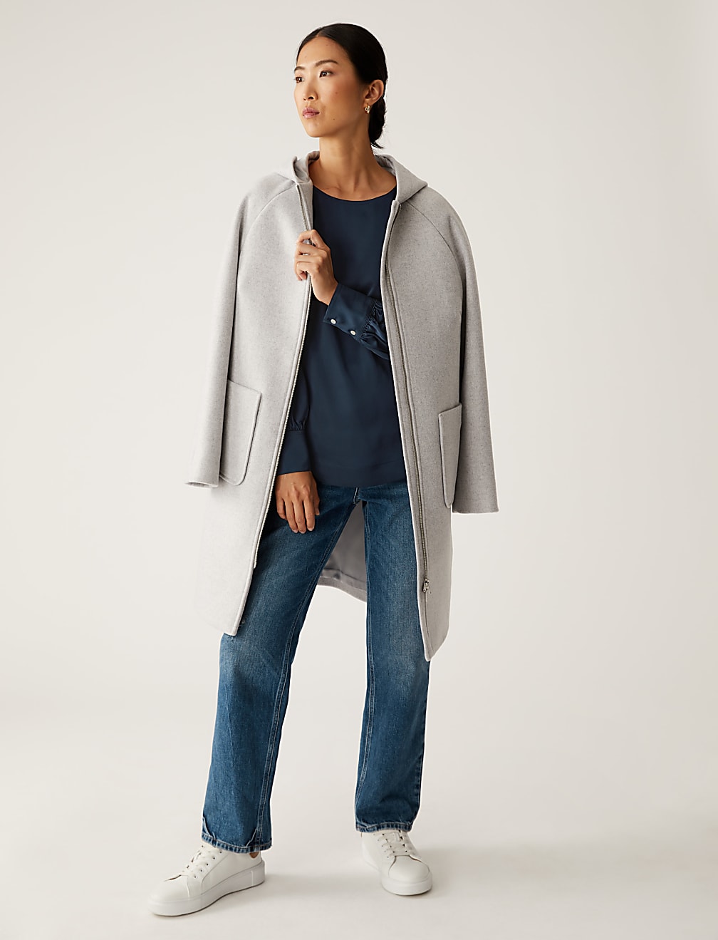 Satin Round Neck Long Sleeve Top
