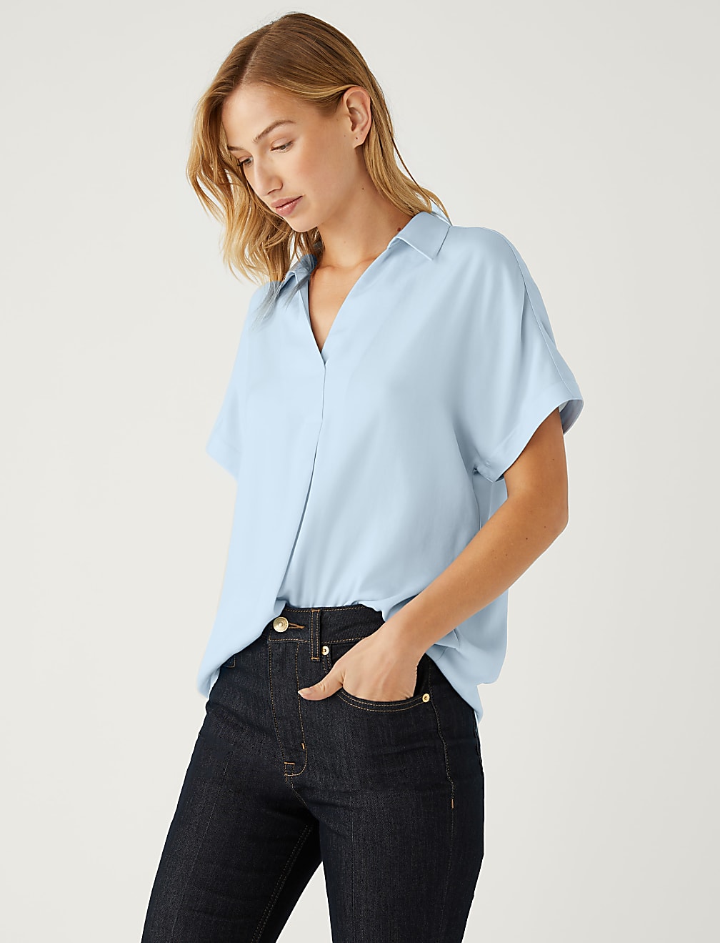 Satin Popover Blouse