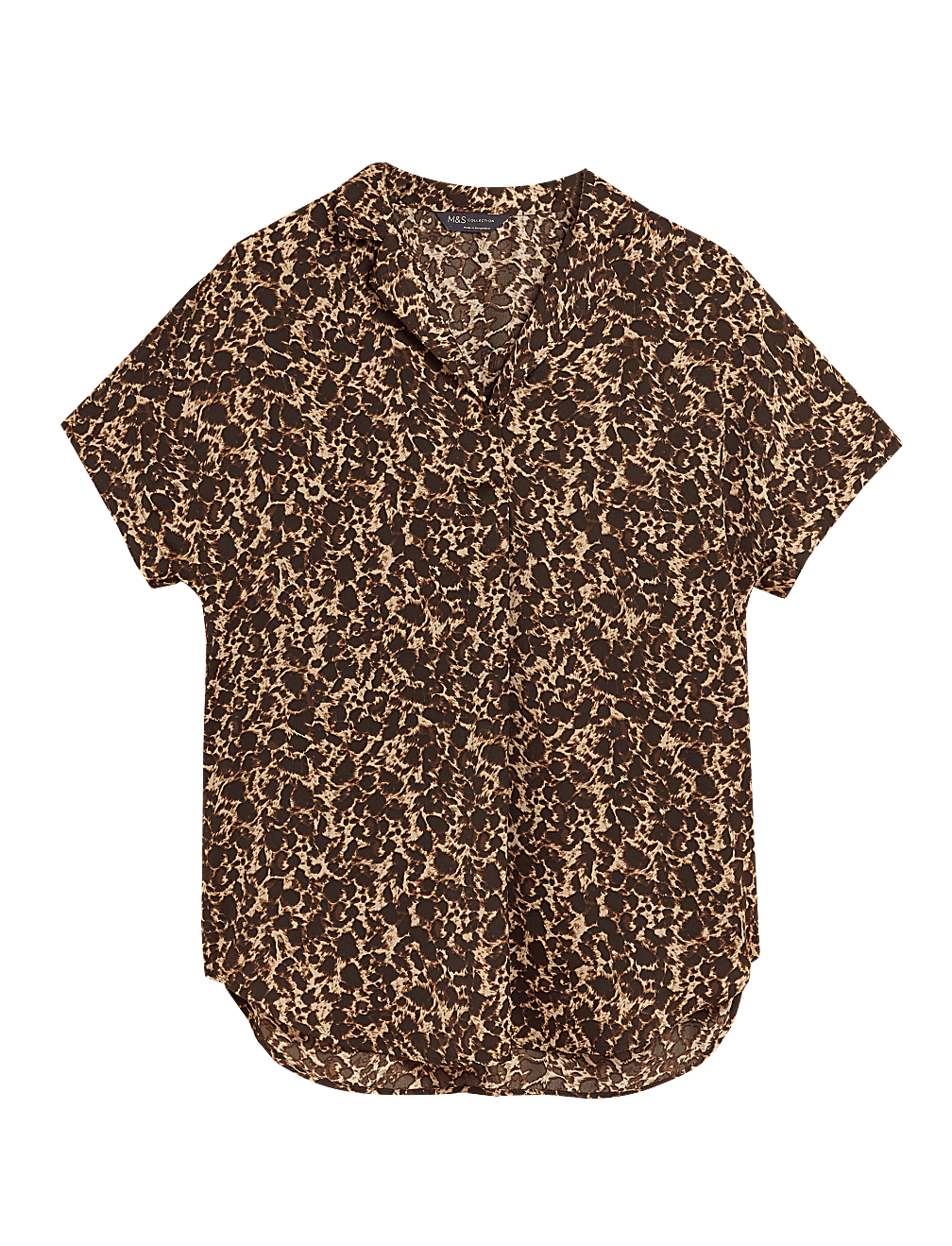 Animal Print Short Sleeve Popover Blouse