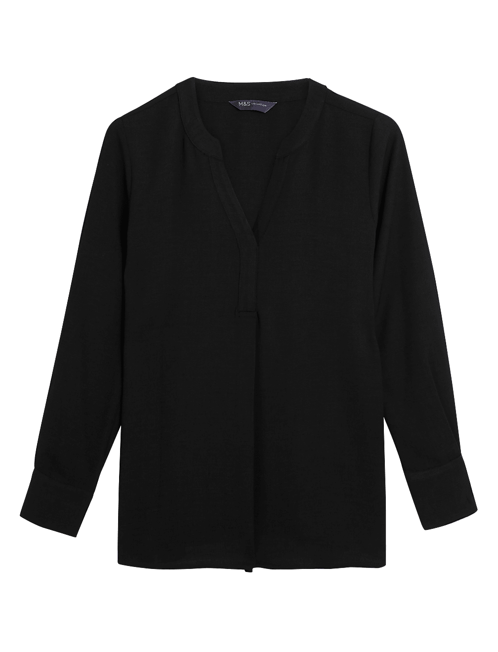 V-Neck Long Sleeve Popover Blouse