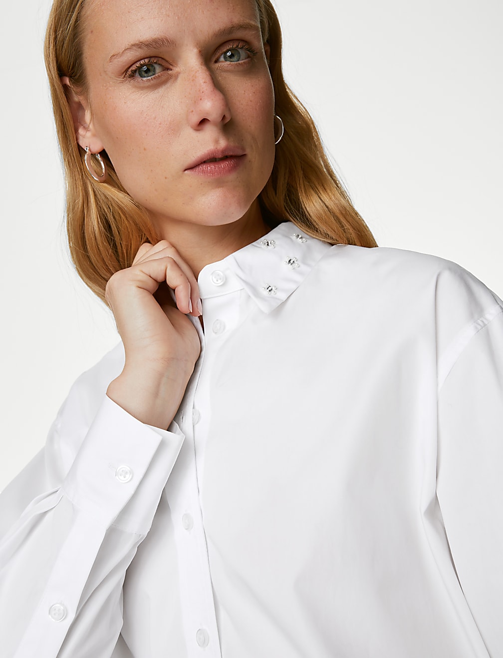Pure Cotton Embellished Collared Shirt
