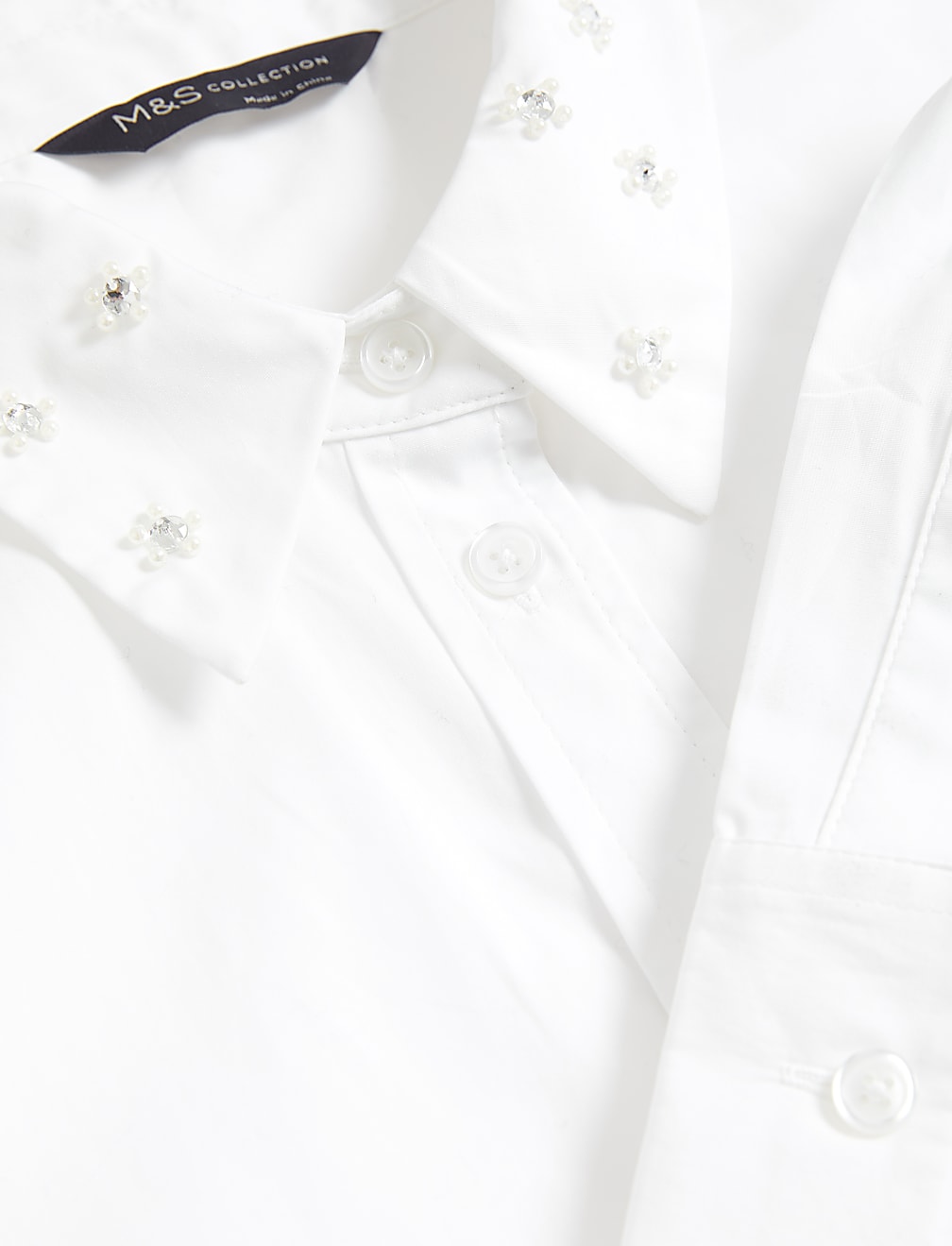 Pure Cotton Embellished Collared Shirt