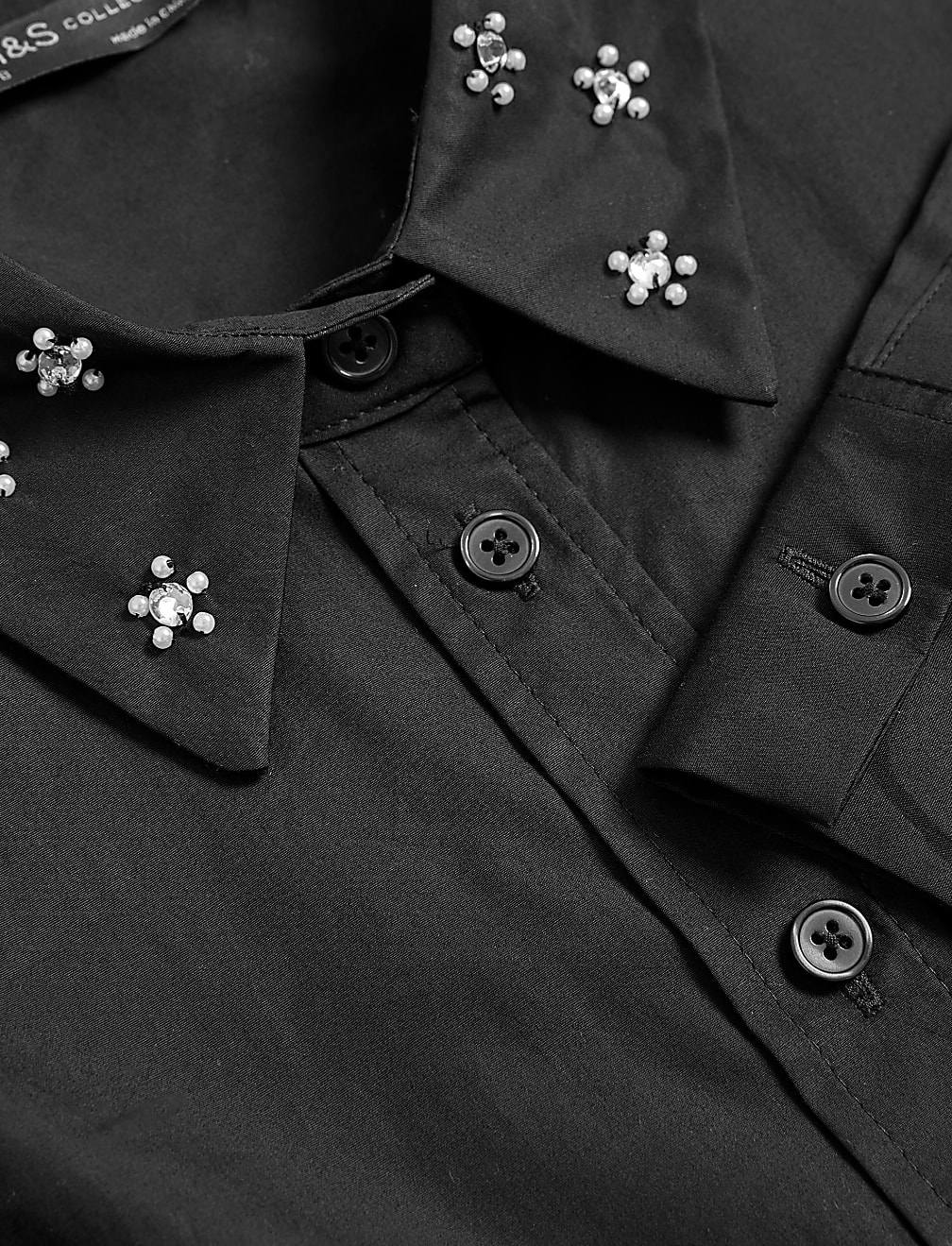 Pure Cotton Embellished Collared Shirt