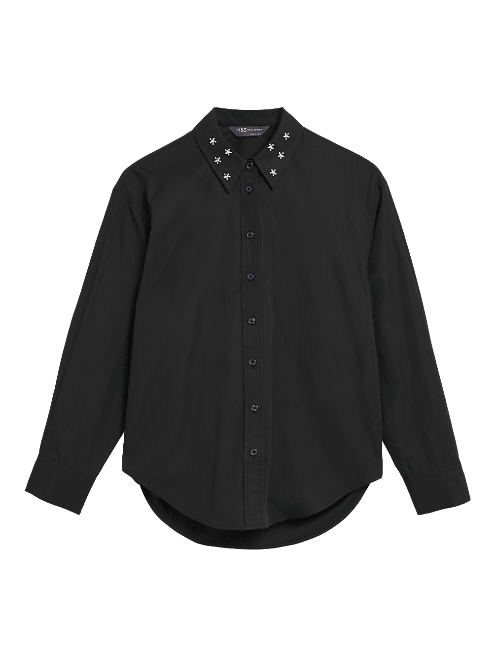 Pure Cotton Embellished Collared Shirt