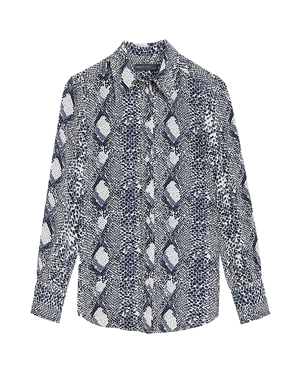 Snake Print Collared Long Sleeve Shirt