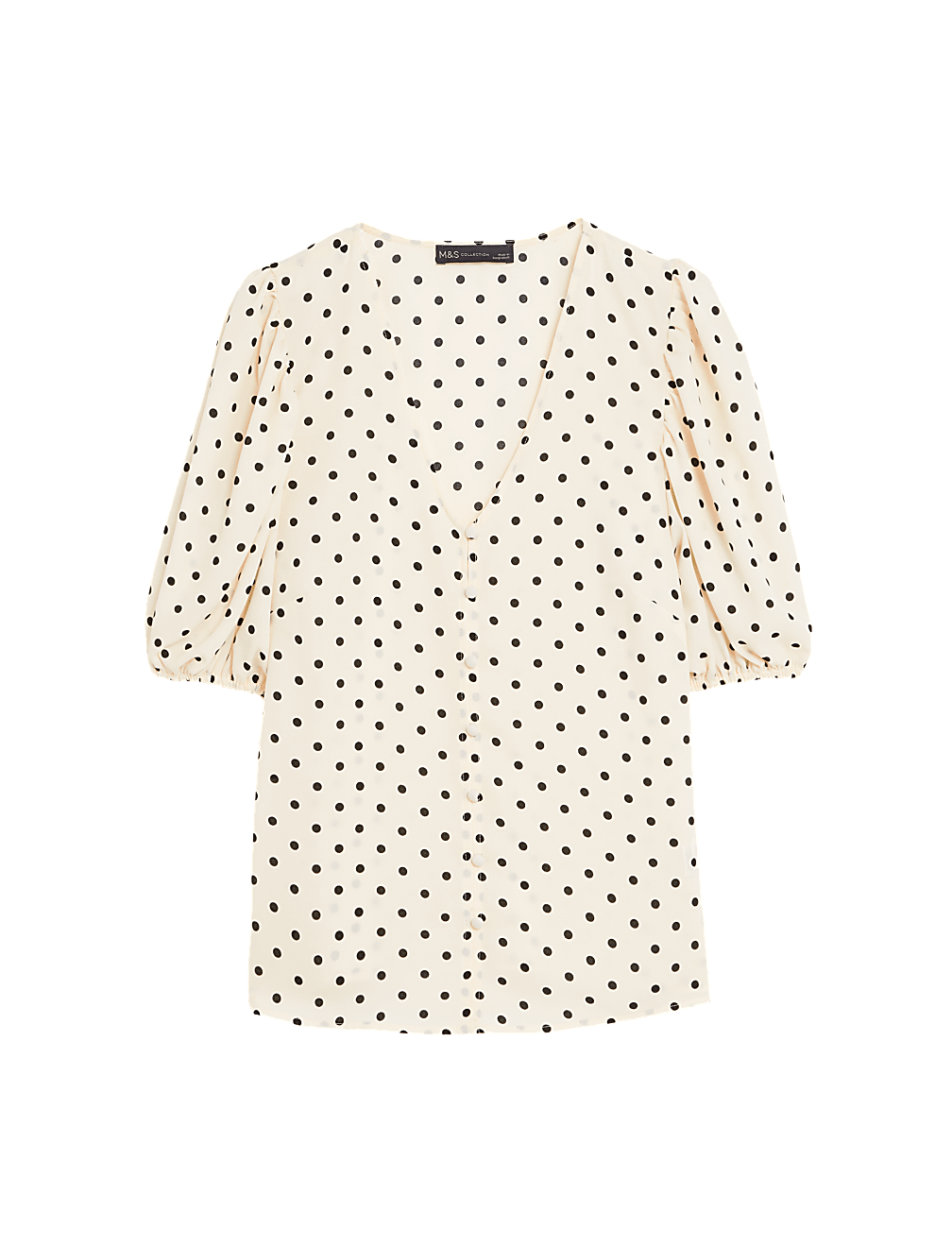 Printed V-Neck Puff Sleeve Blouse