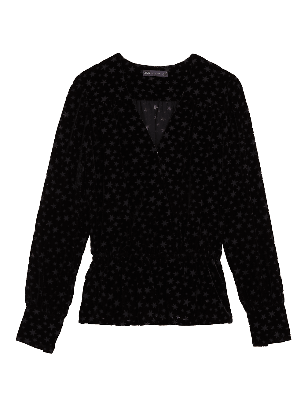 Jacquard Star Print V-Neck Wrap Top