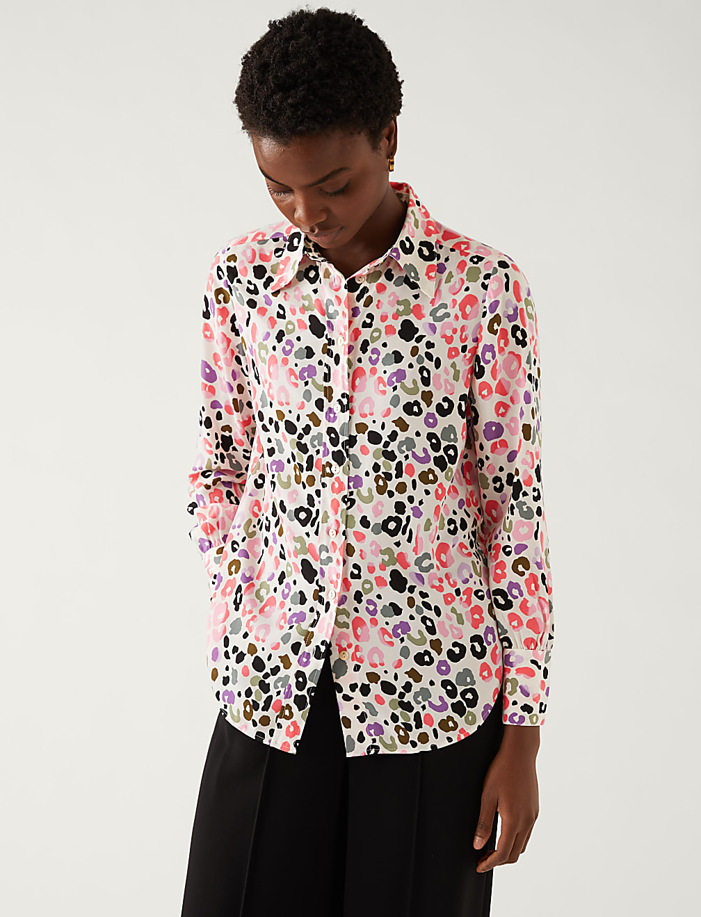 Printed Collared Long Sleeve Shirt