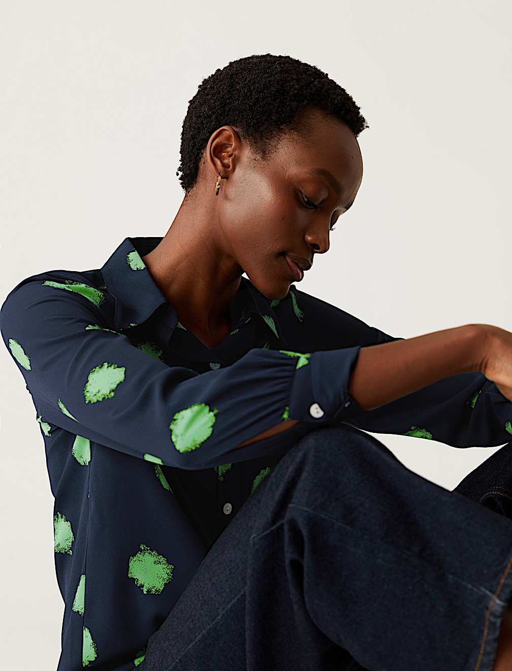 Printed Collared Long Sleeve Shirt