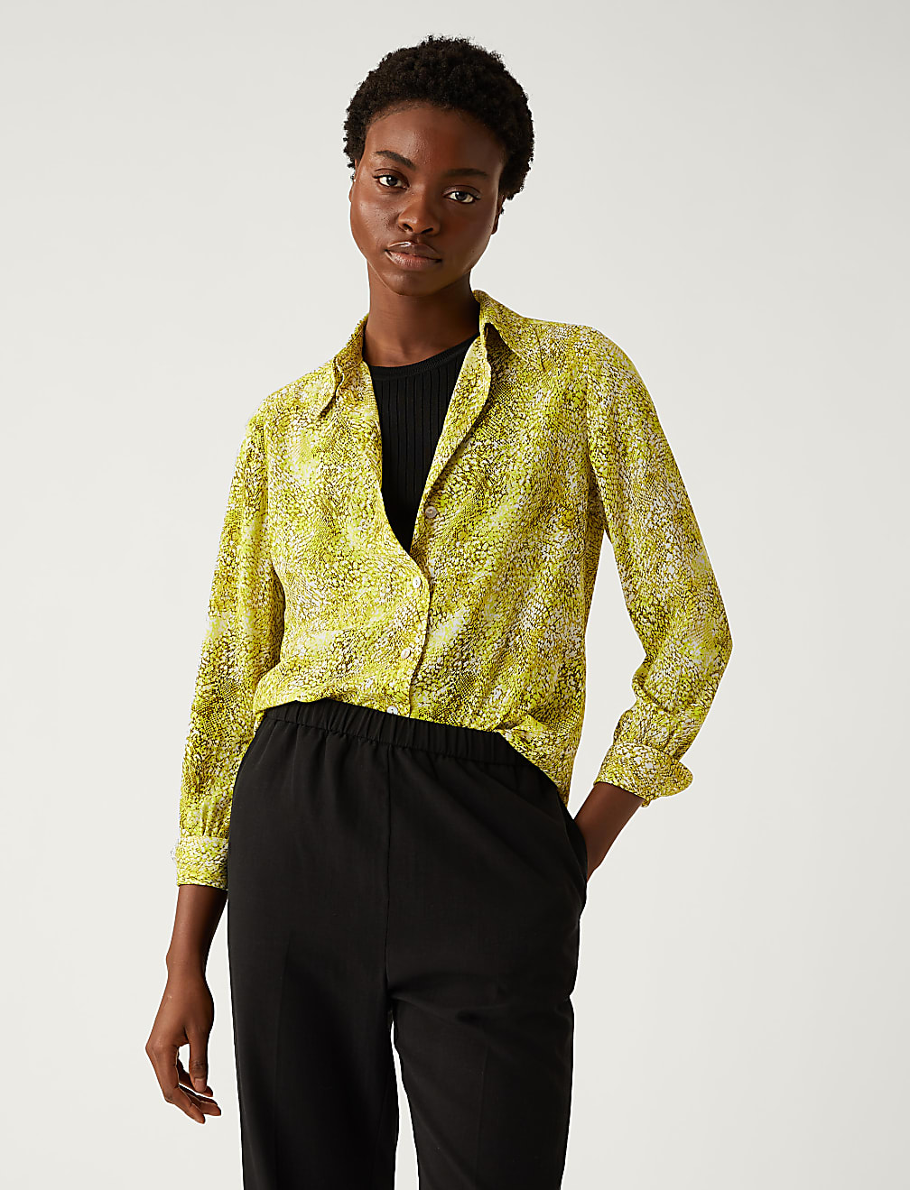 Printed Collared Long Sleeve Shirt