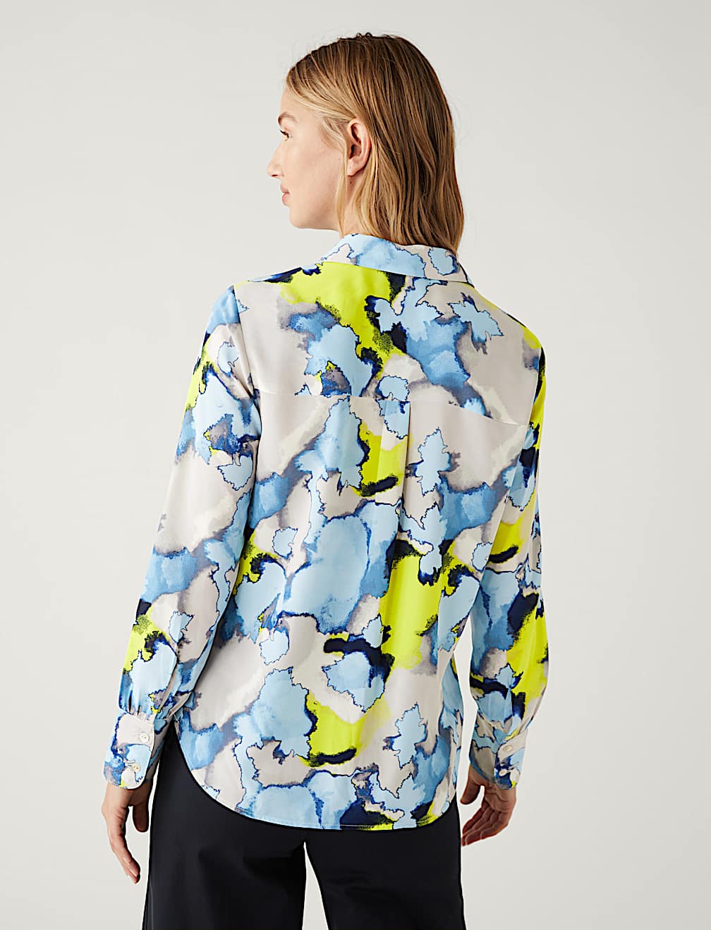 Printed Collared Long Sleeve Shirt