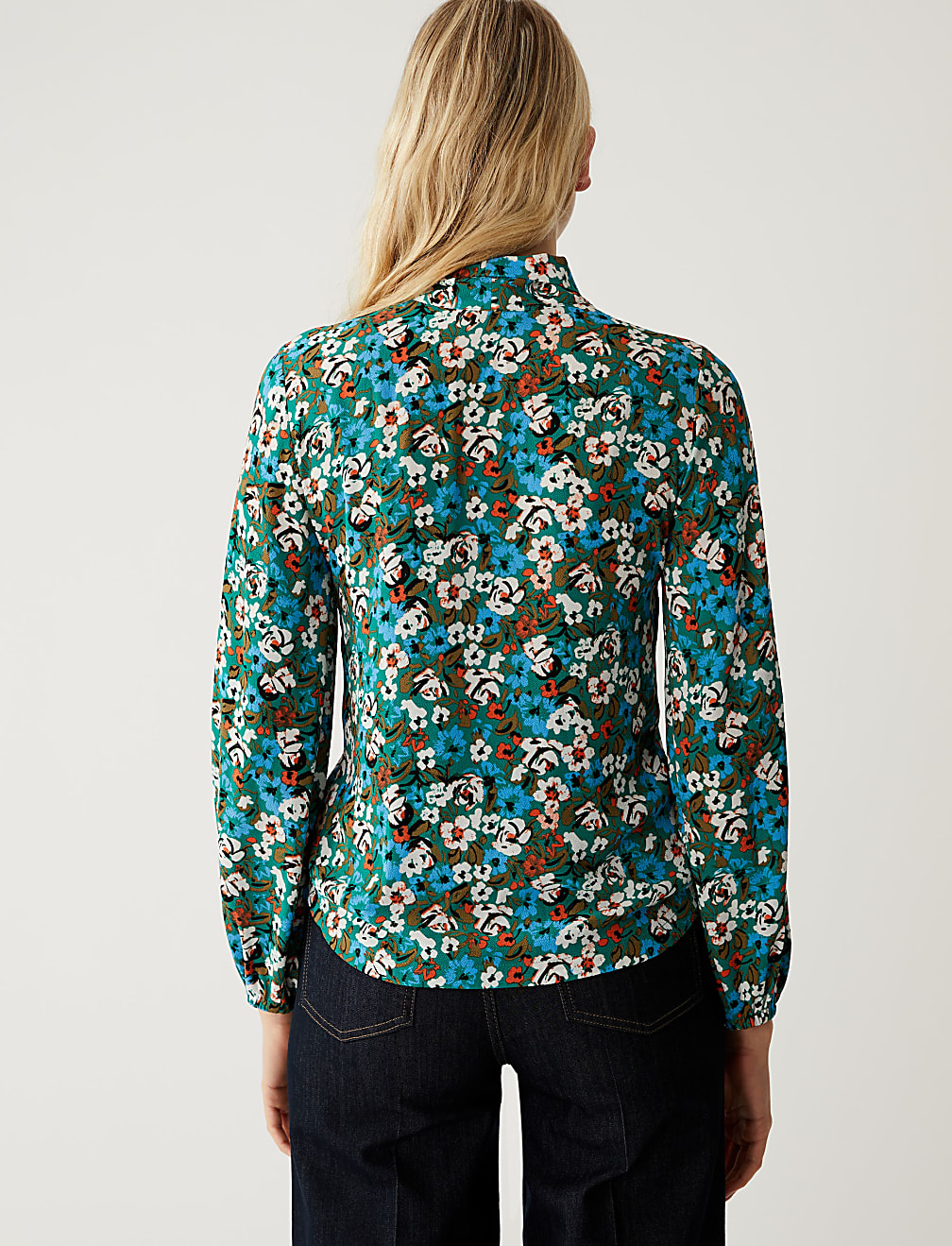 Printed Tie Neck Blouse