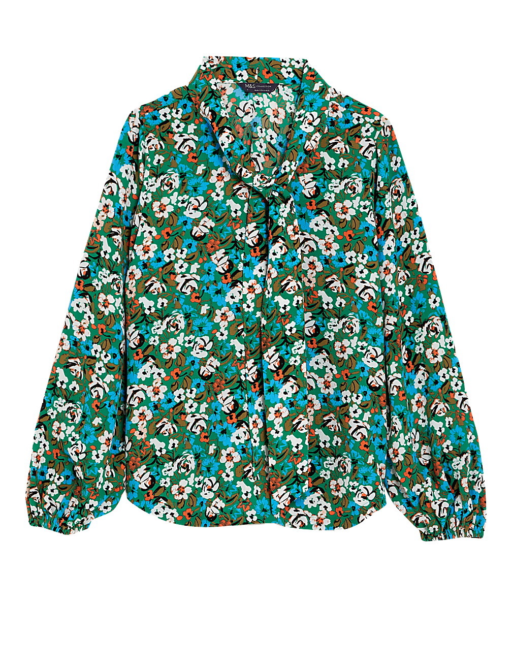Printed Tie Neck Blouse