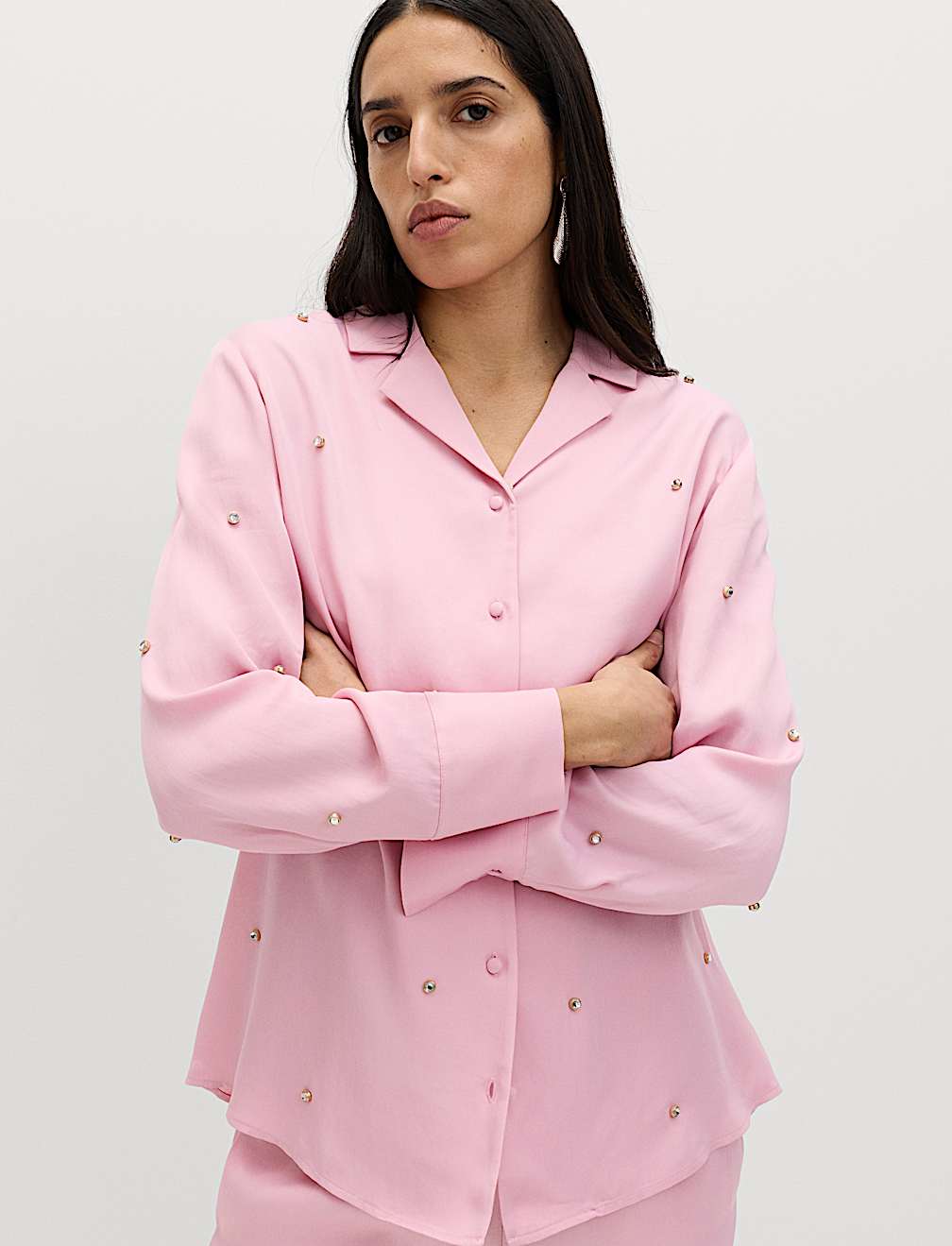 Sparkly Embellished Collared Shirt