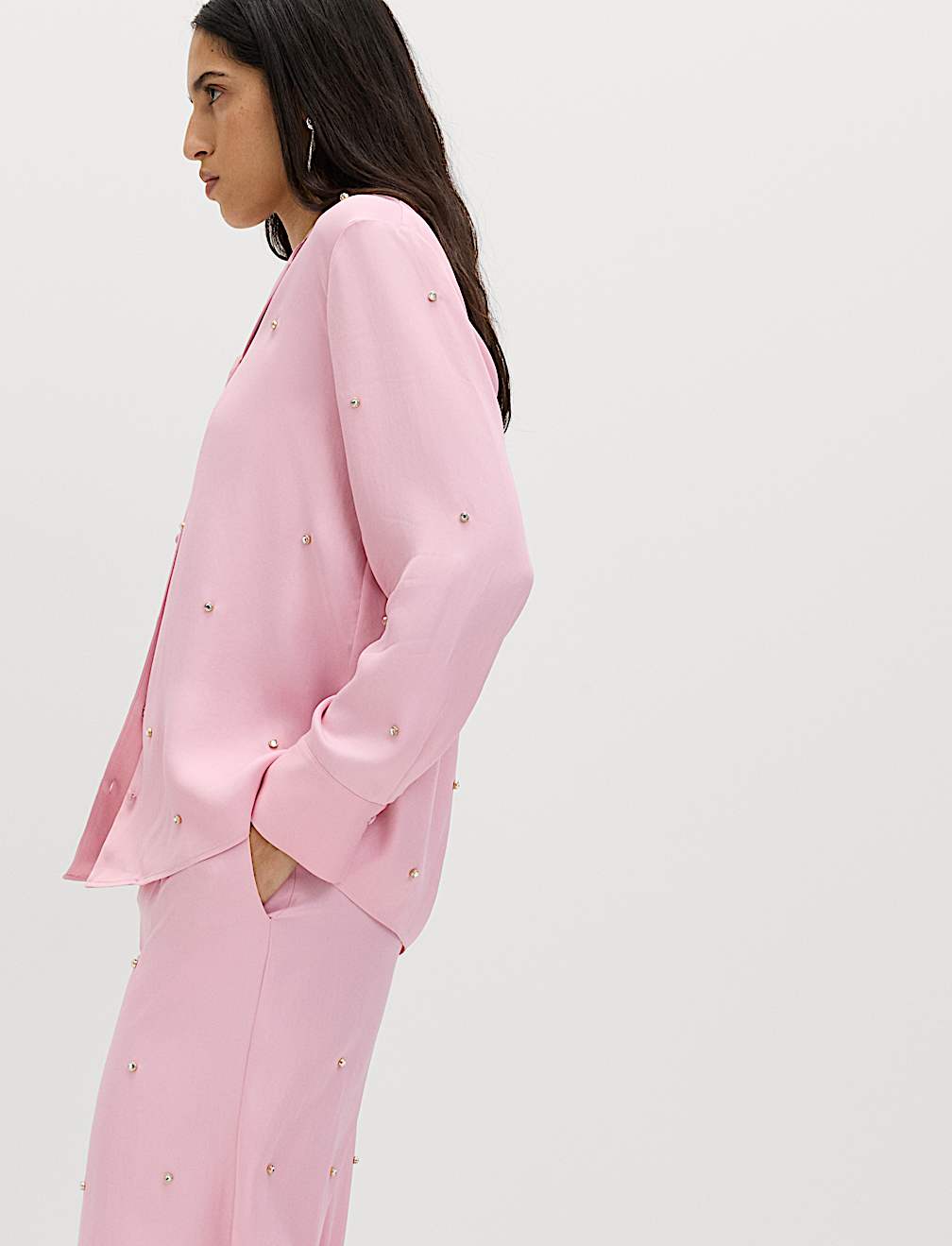 Sparkly Embellished Collared Shirt