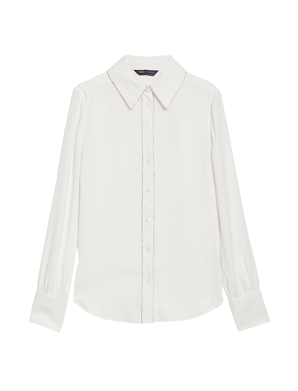Embellished Collared Long Sleeve Shirt