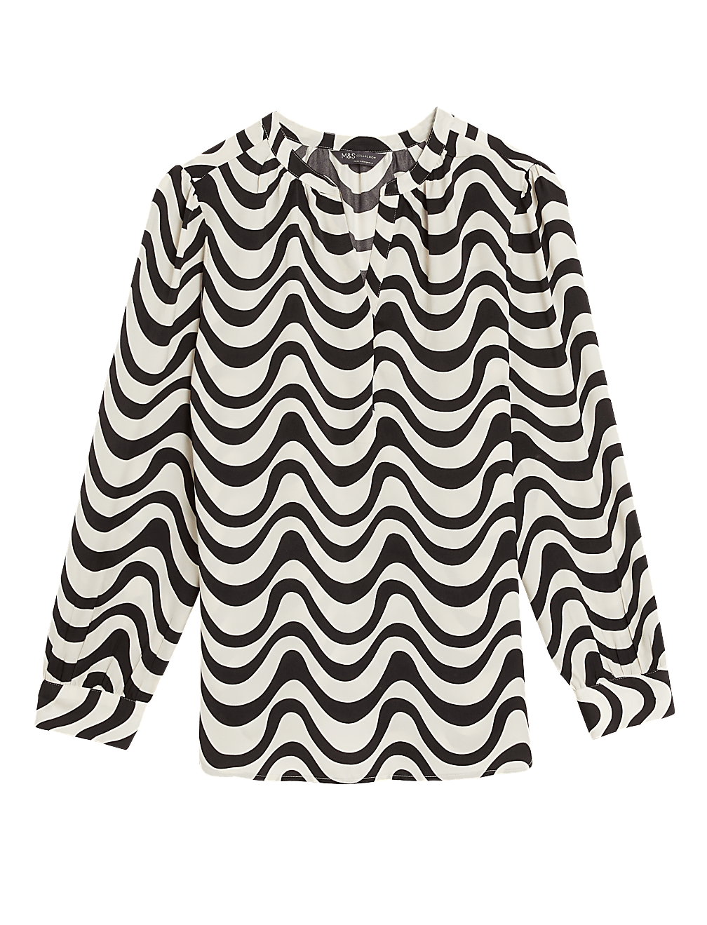 Printed V Neck Popover Blouse
