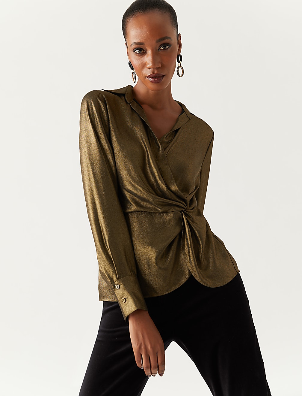 Sparkly V-Neck Wrap Top