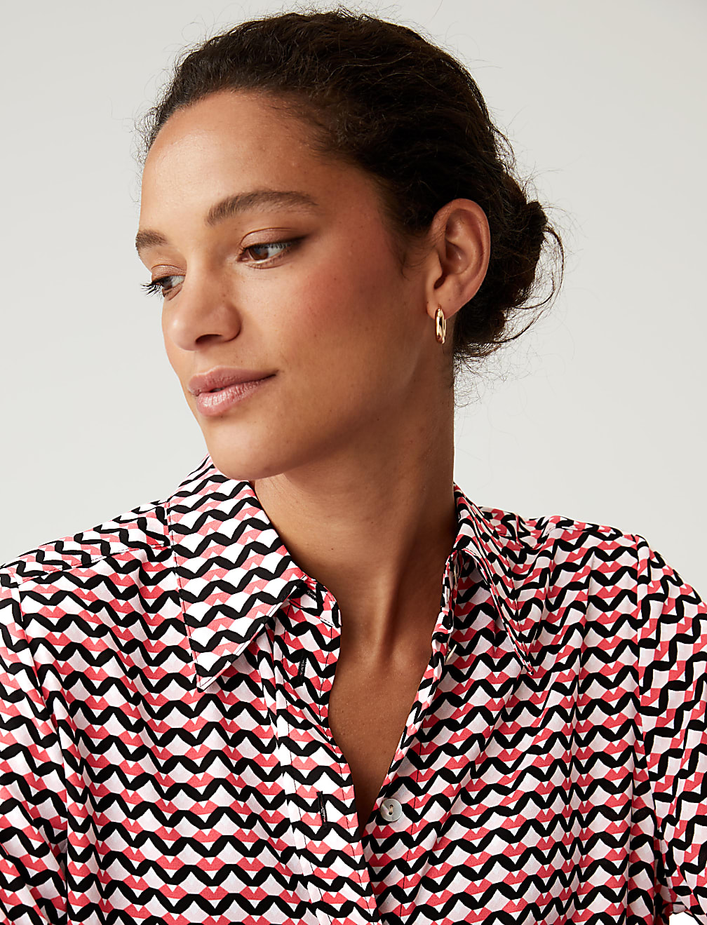 Geometric Collared Long Sleeve Shirt