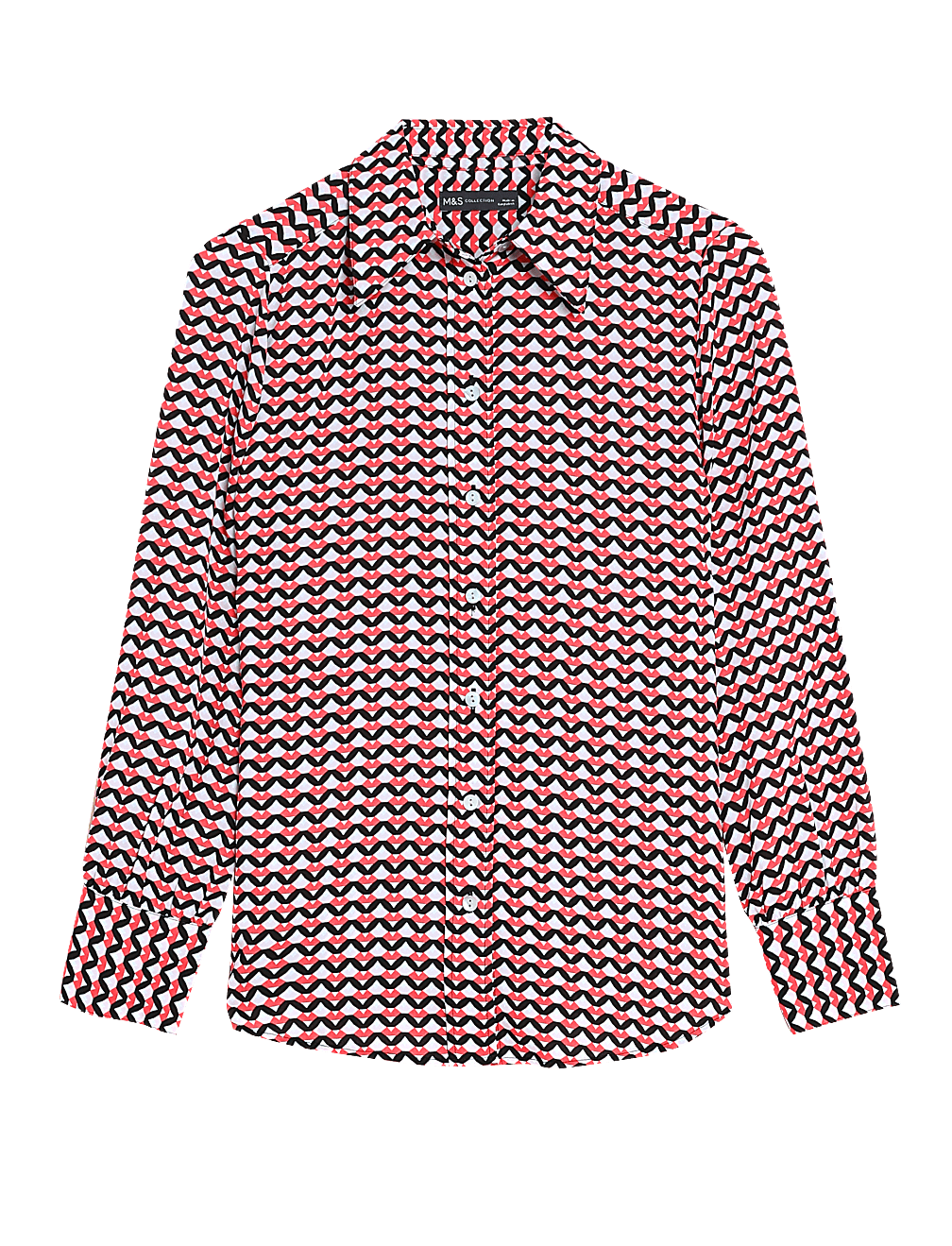 Geometric Collared Long Sleeve Shirt