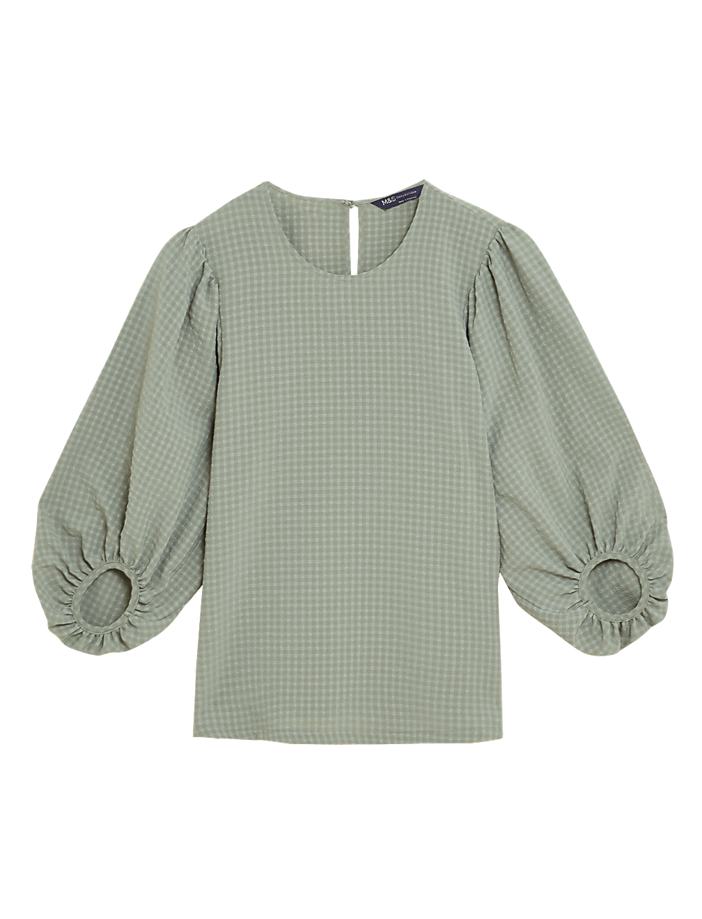Checked 3/4 Sleeve Top