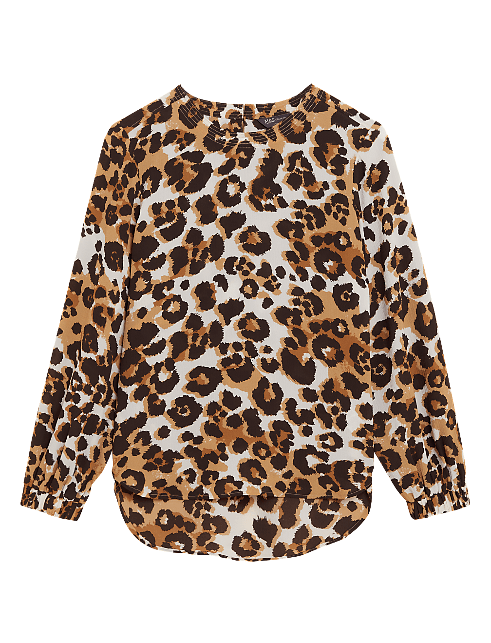 Animal Print Round Neck Long Sleeve Top