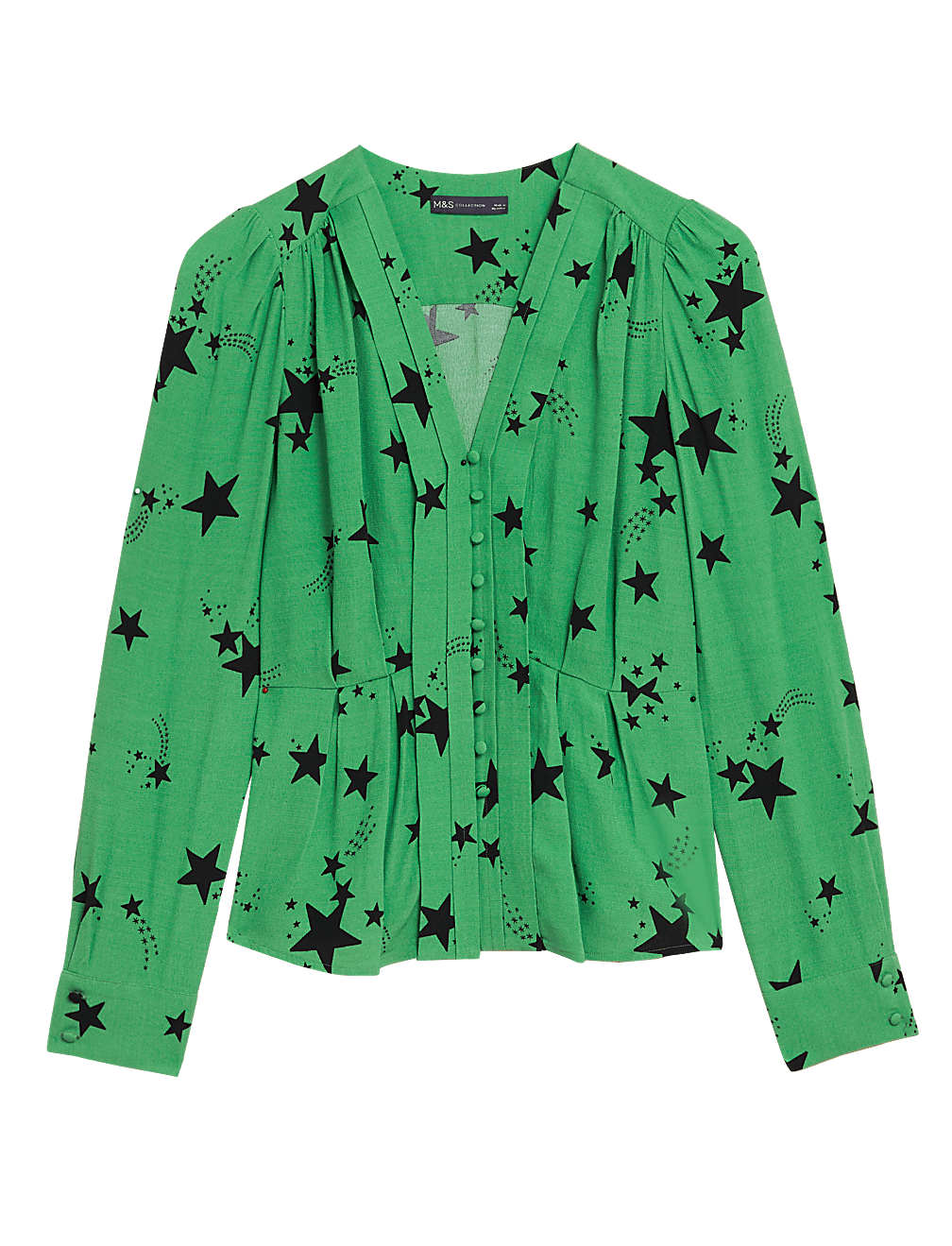 Star Print V-Neck Blouse