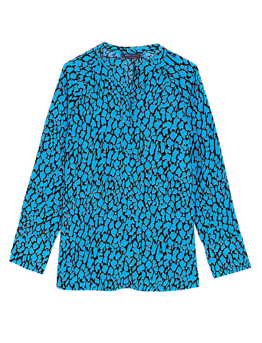 Printed V-Neck Oversized Popover Blouse