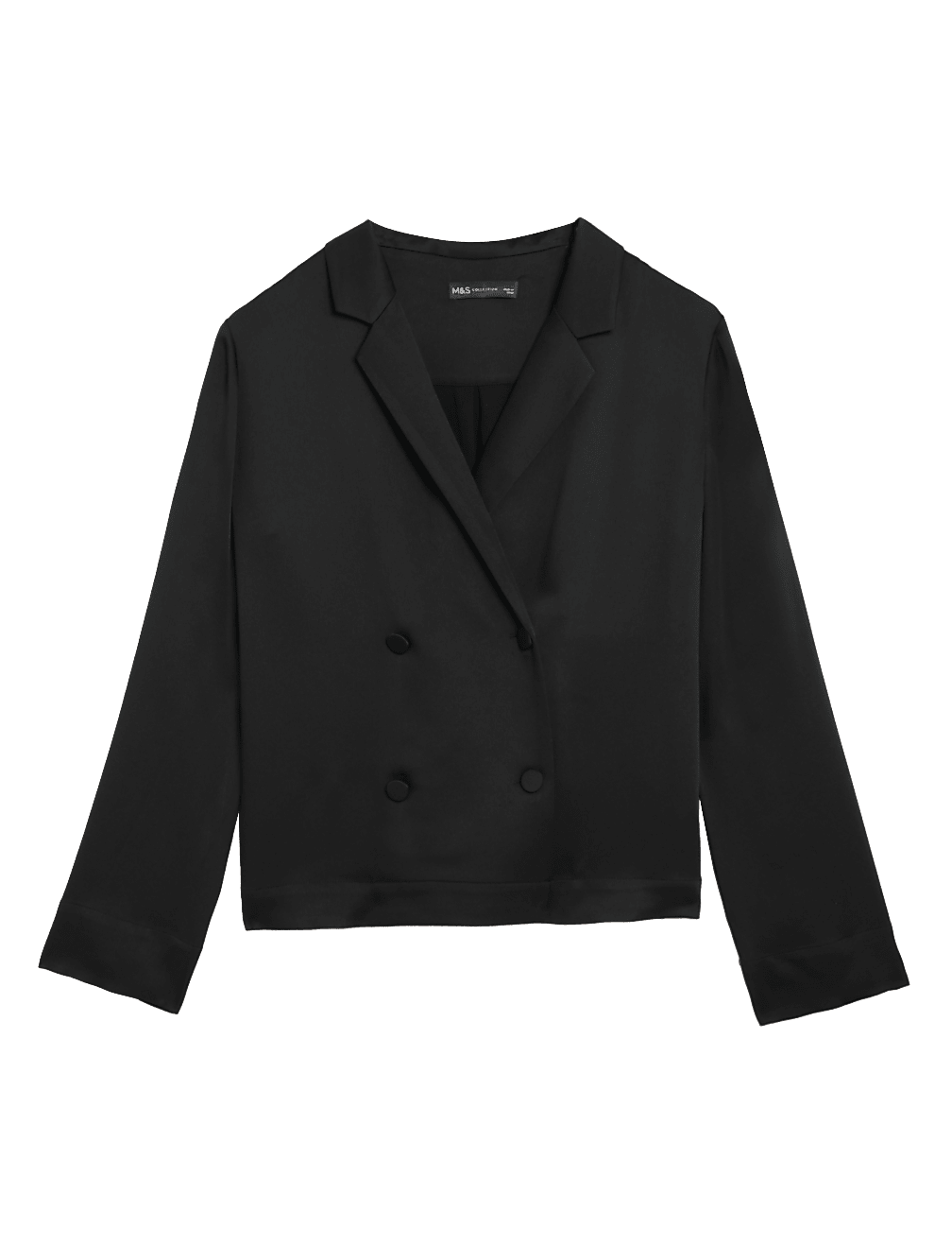 Satin Collared V-Neck Button Detail Blouse