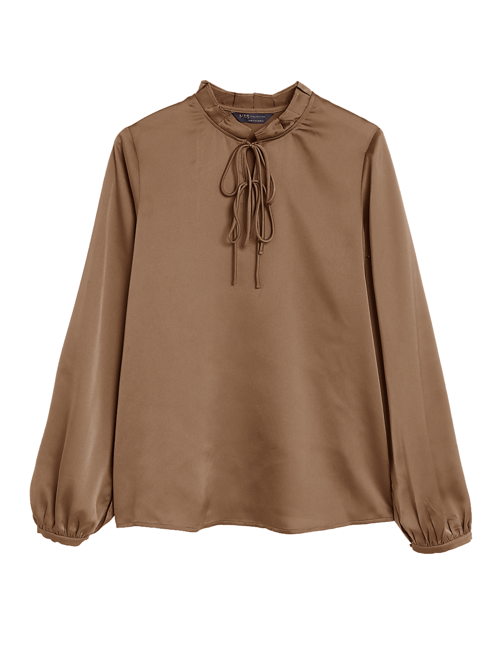 Tie Neck Blouson Sleeve Blouse