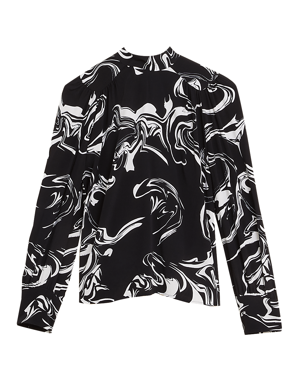 Printed Tie Neck Long Sleeve Blouse