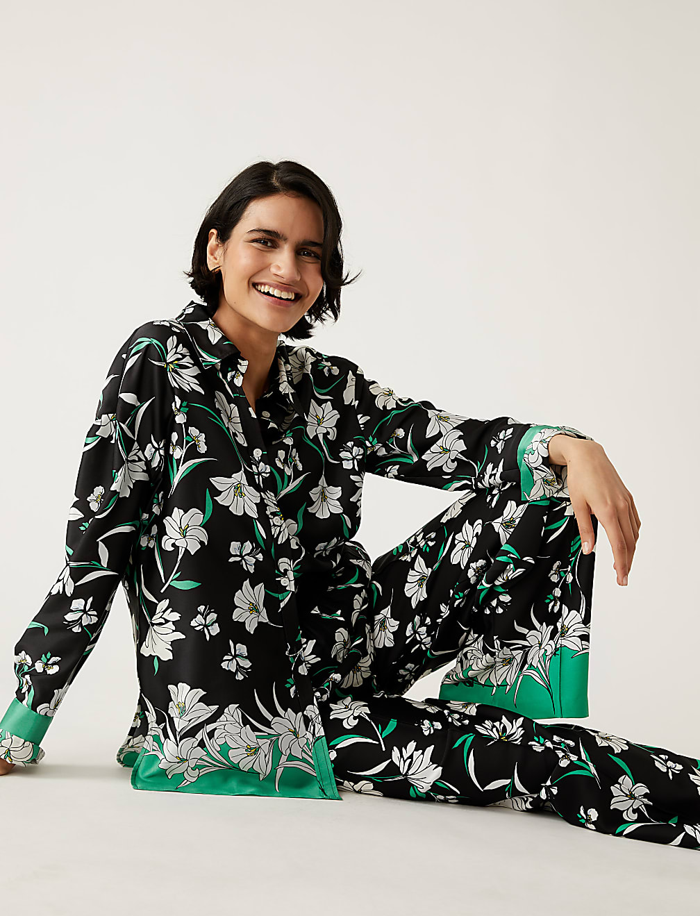 Floral Collared Longline Shirt