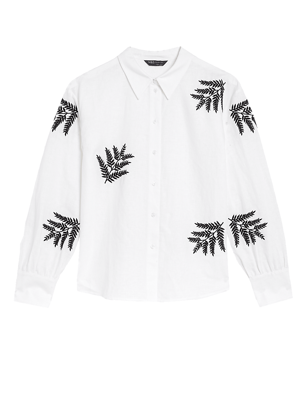 Linen Rich Embroidered Collared Shirt