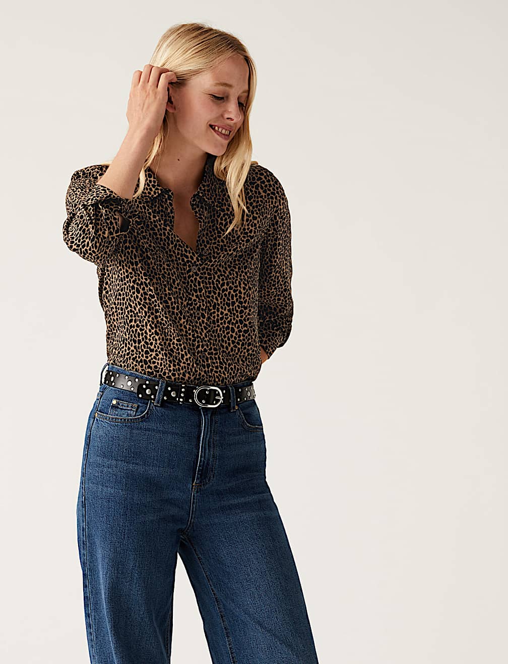 Printed Collared Long Sleeve Shirt