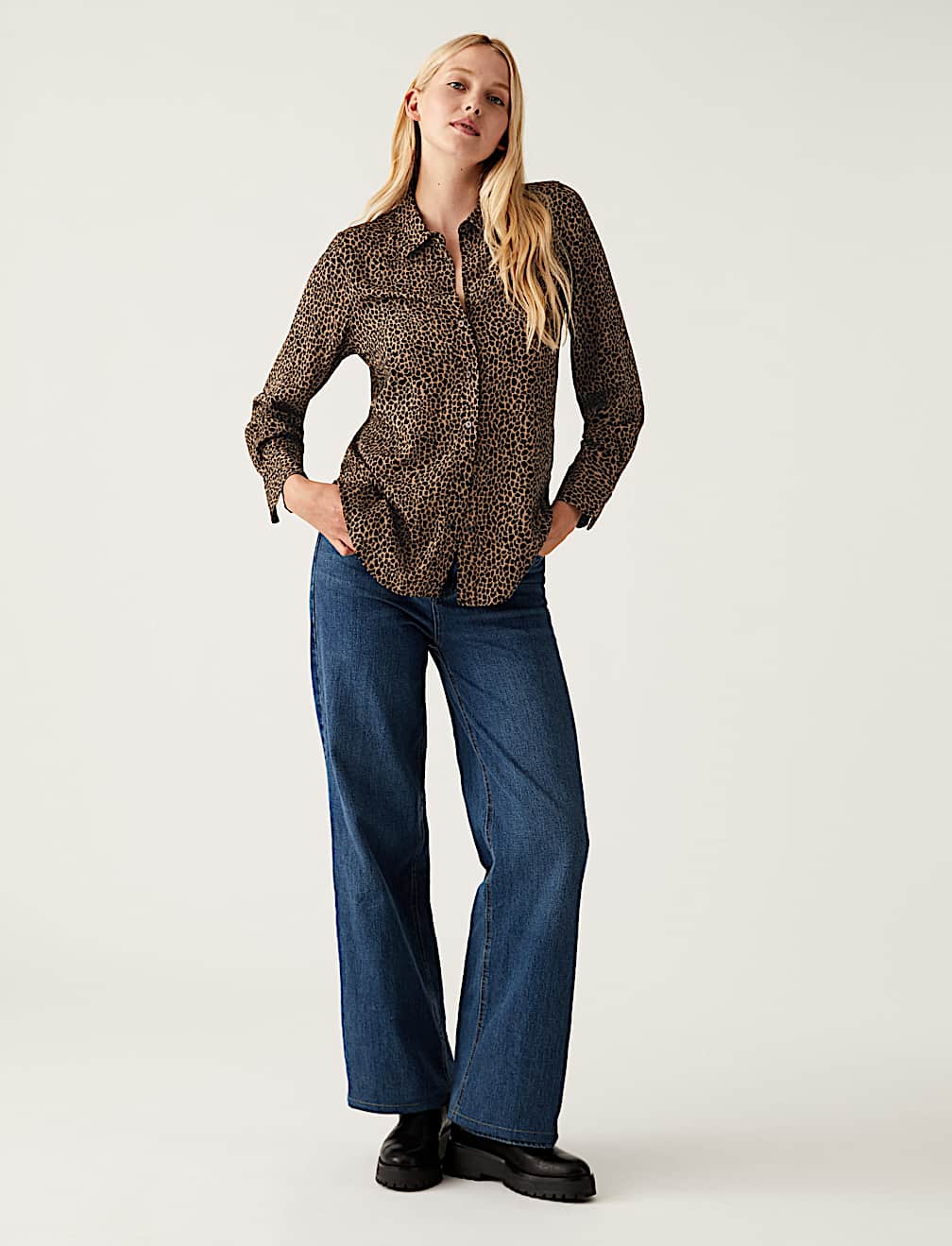 Printed Collared Long Sleeve Shirt