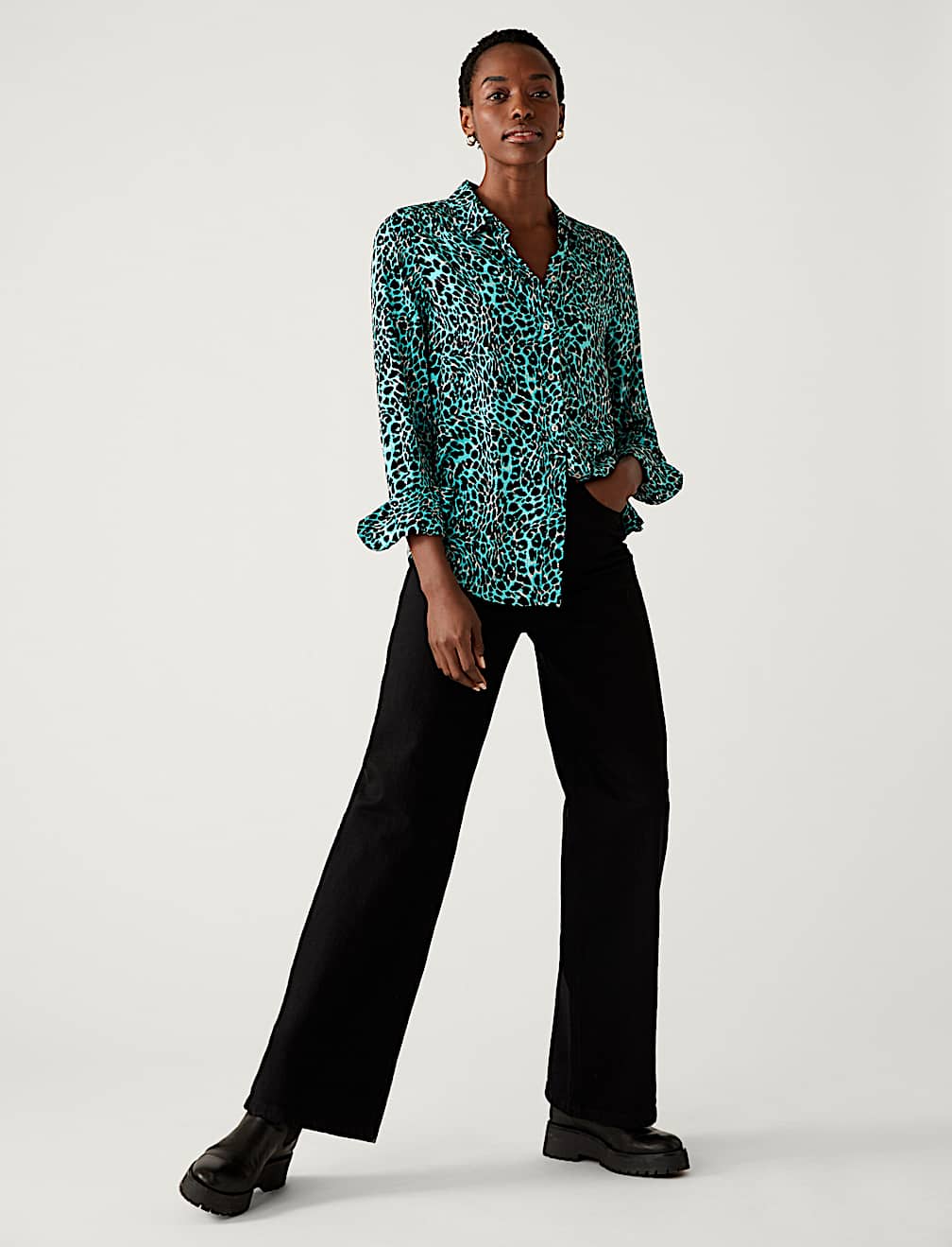 Printed Collared Long Sleeve Shirt