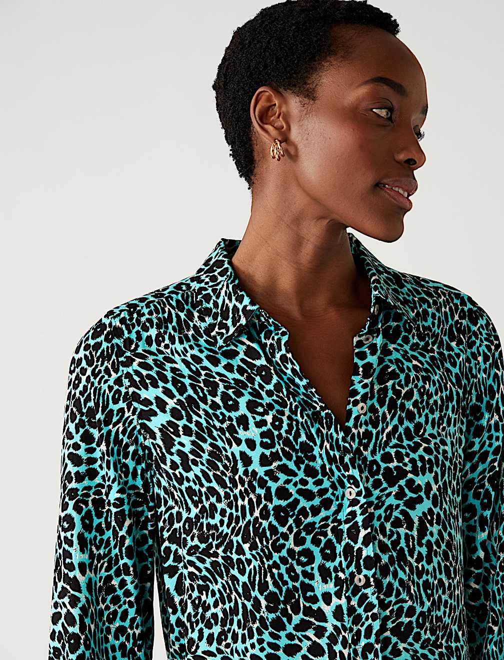 Printed Collared Long Sleeve Shirt