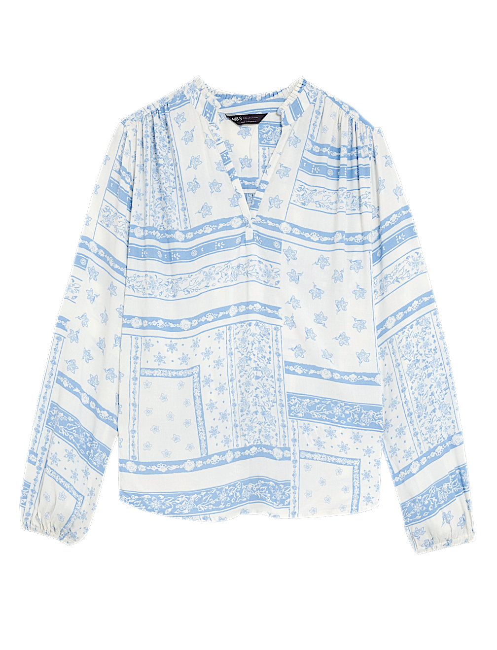 Floral V-Neck Popover Blouse