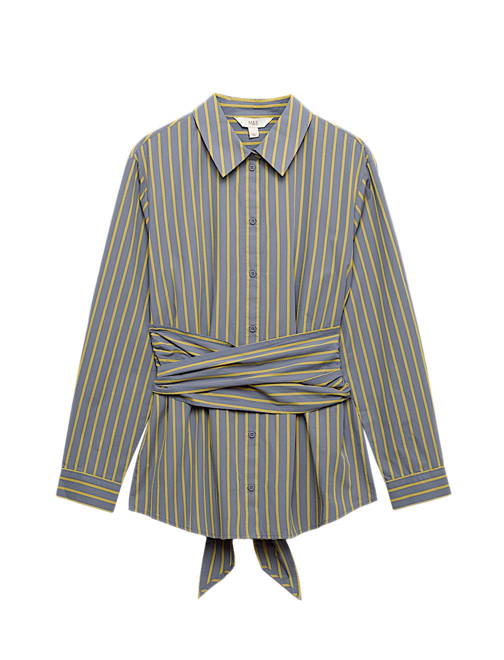 Pure Cotton Striped Tie Waisted Shirt