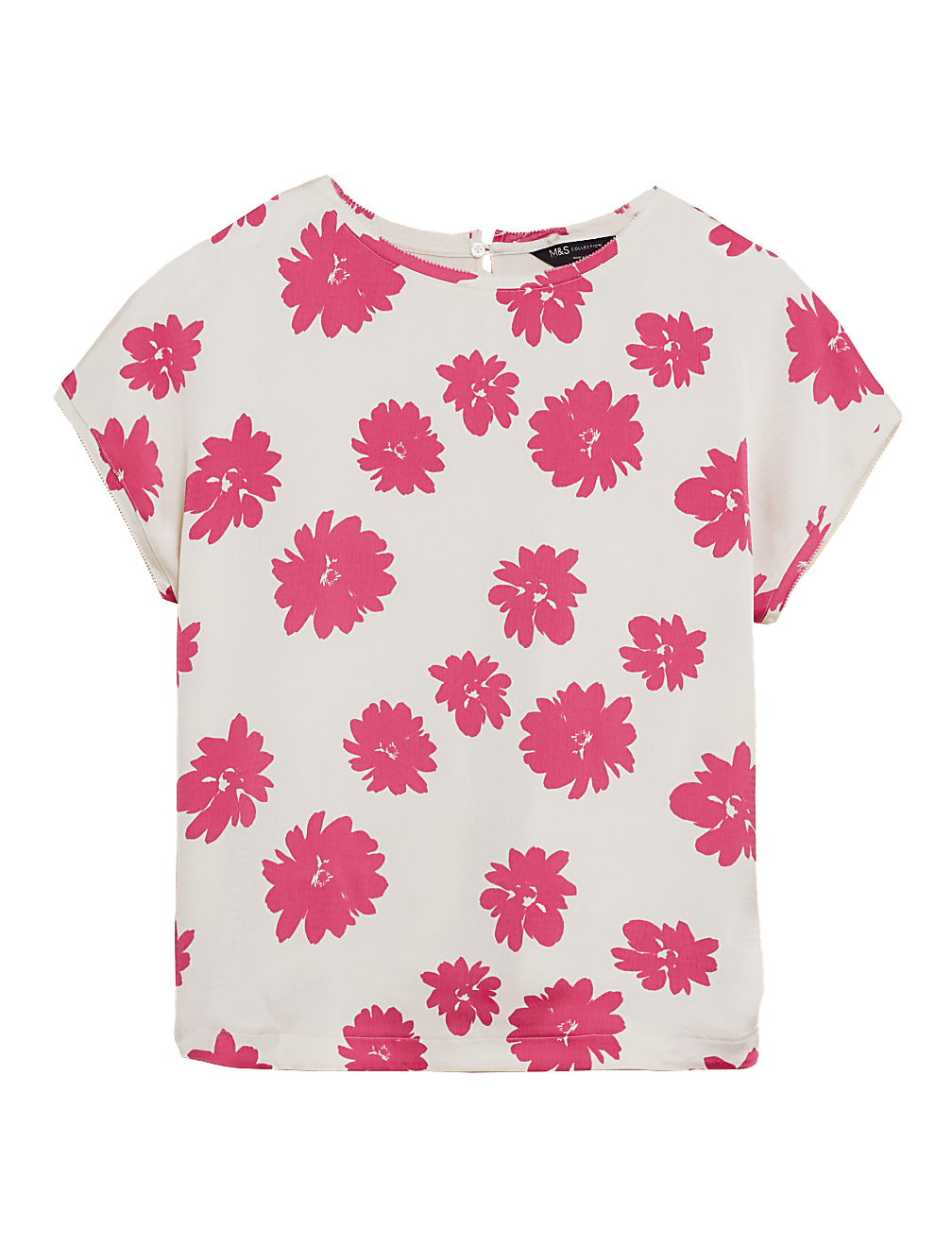 Floral Slash Neck Relaxed Short Sleeve Top