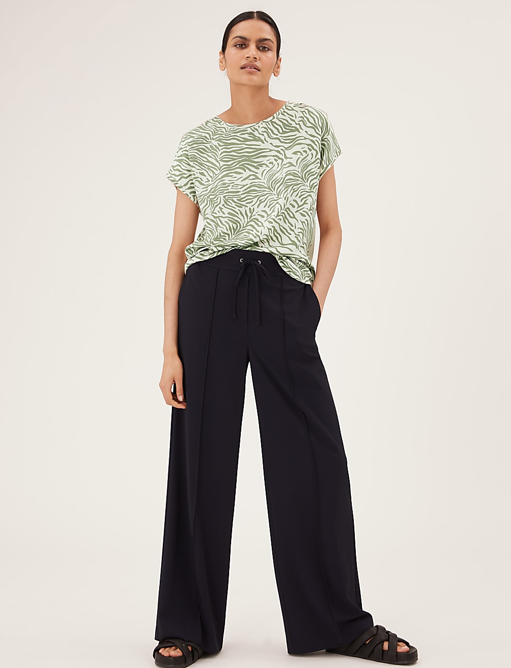 Animal Print Slash Neck Relaxed Top