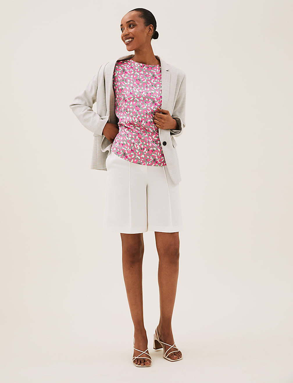 Animal Print Slash Neck Relaxed Top