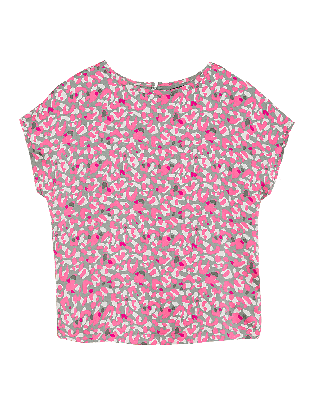 Animal Print Slash Neck Relaxed Top