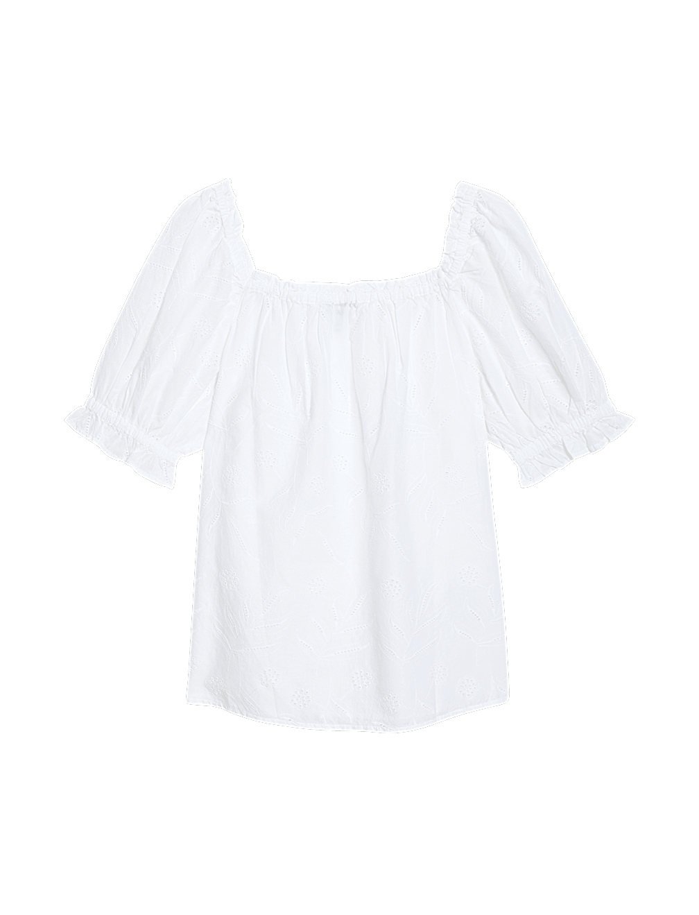 Pure Cotton Broderie Square Neck Top