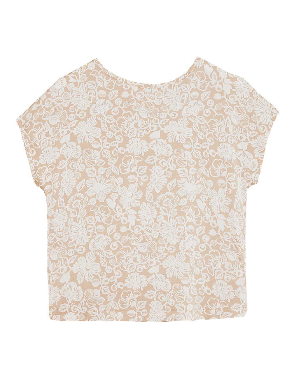 Floral Slash Neck Relaxed Short Sleeve Top