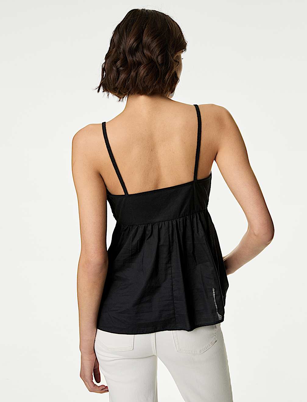 Pure Cotton V-Neck Textured Cami Top