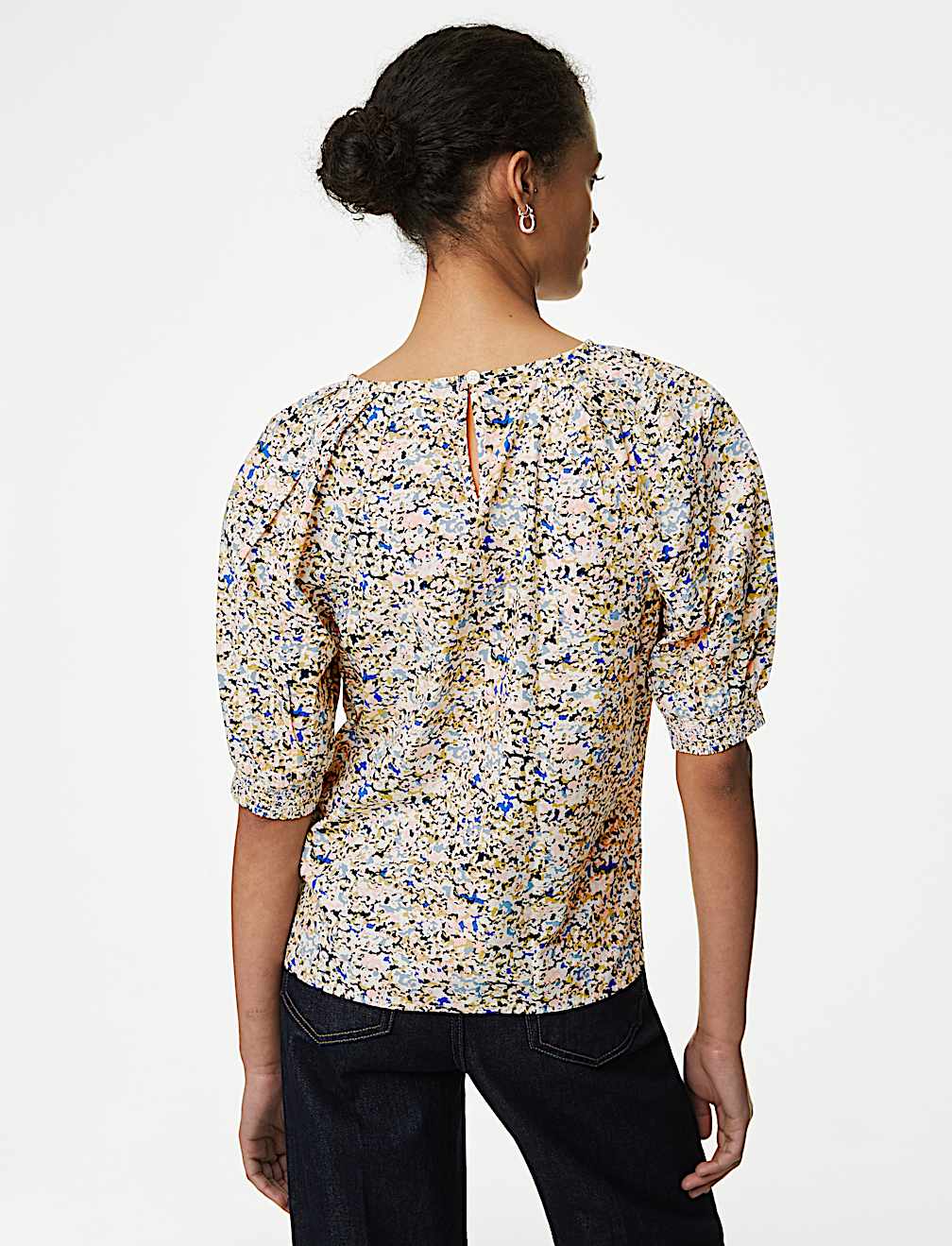 Modal Blend Printed Puff Sleeve Blouse